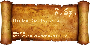 Hirter Szilveszter névjegykártya